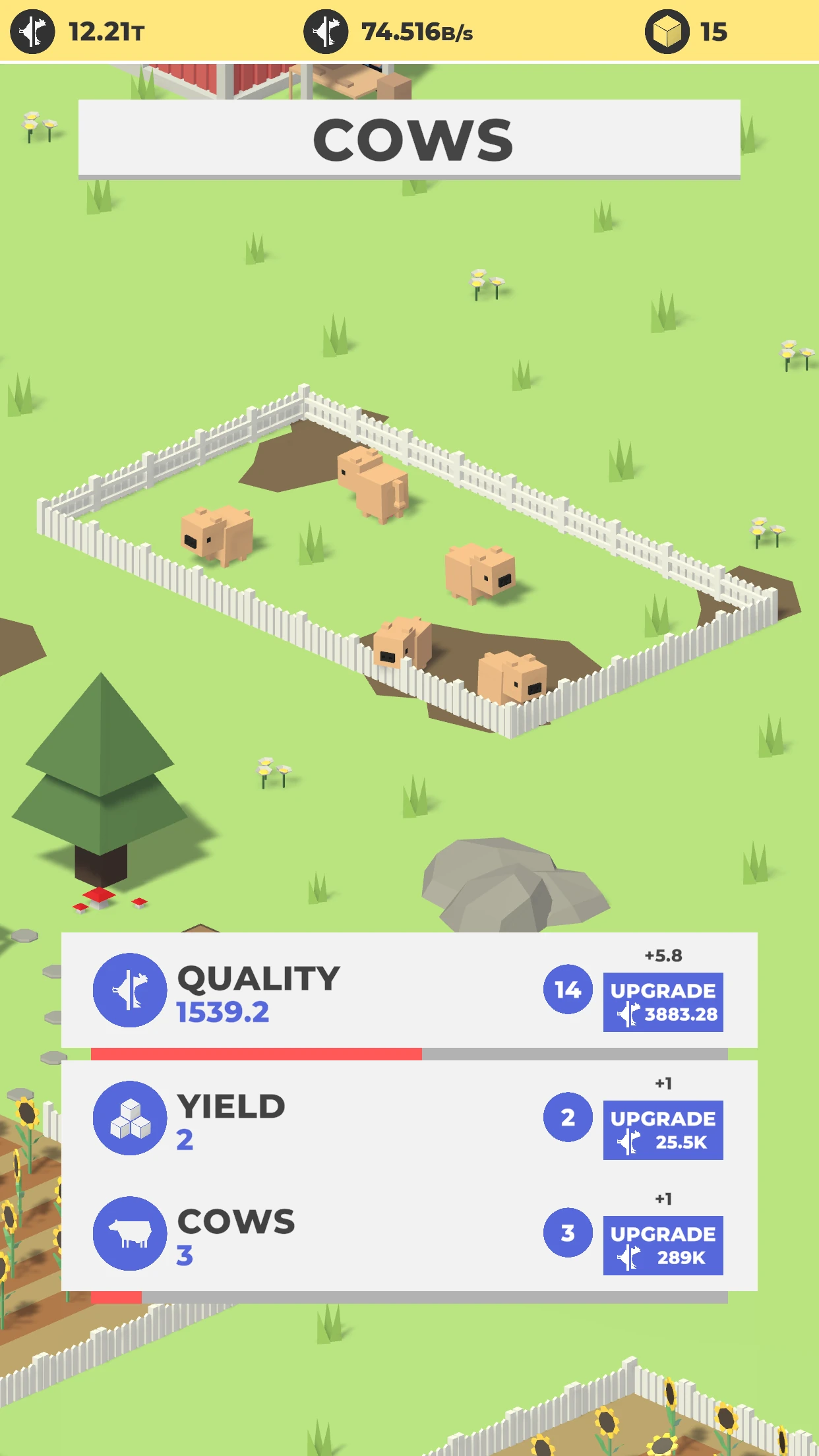 The cow field with its quality, yield and herd size upgrades